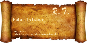 Rohr Talabor névjegykártya
